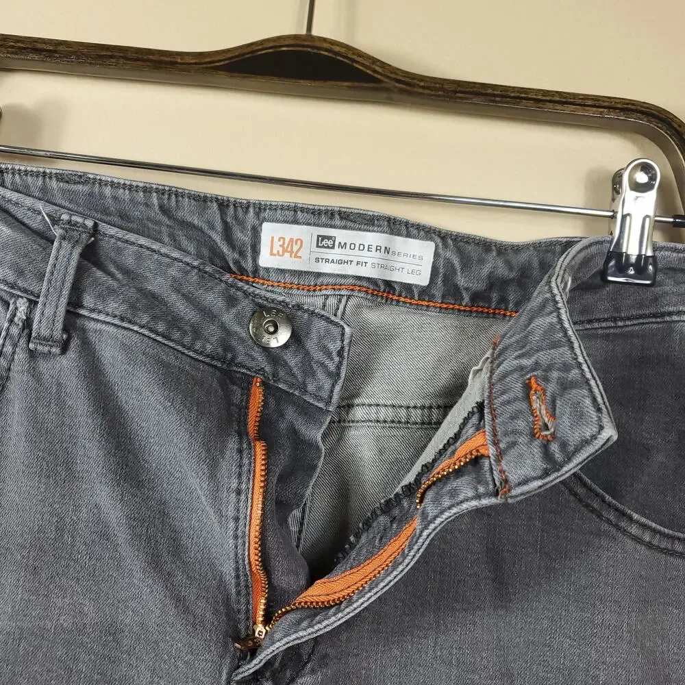 Lee Gray Wash Straight Fit Straight-Leg Jeans Size 34x30